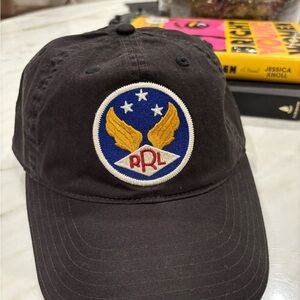 RRL Black Cap with Winged Logo